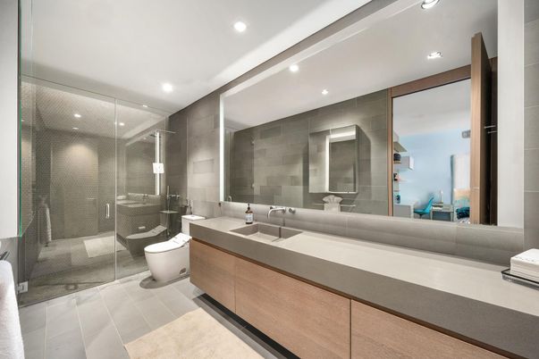 Bathroom, Dual Sink Vanities, Glass Shower, Interior, Recessed Lighting
