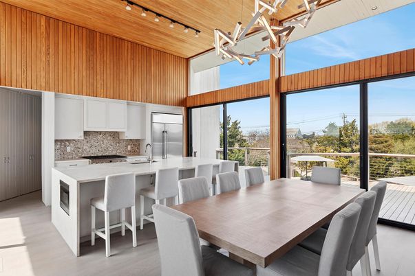 Dining room, Interior, Kitchen, Stainless Steel Appliances, Wood Texture Flooring
