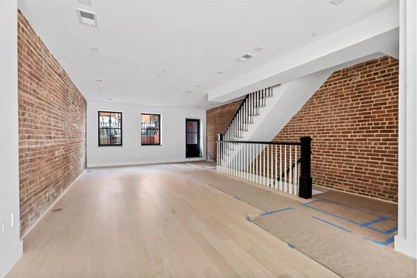 Interior, Recessed Lighting, Stone Walls, Wood Texture Flooring