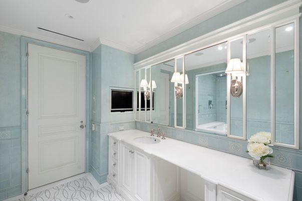 Bathroom, Dual Sink Vanities, Glass Shower, Interior, Recessed Lighting