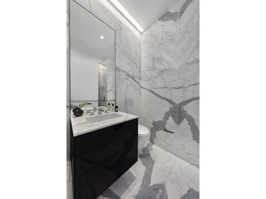Bathroom, Interior, Marble, Marble Walls, Recessed Lighting