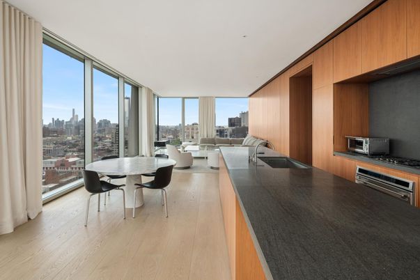 Dining room, Interior, Kitchen, Living room, Stainless Steel Appliances, Wood Texture Flooring