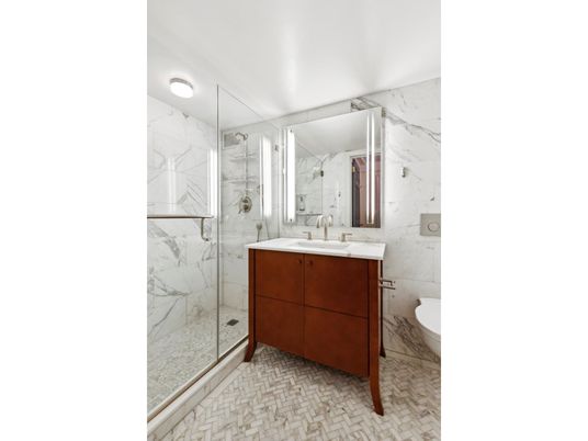 Bathroom, Glass Shower, Interior, Marble Walls