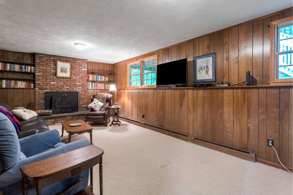 Fireplace, Interior, Living room, Stone Walls, Wooden Walls