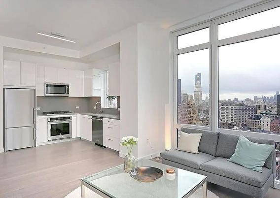 Interior, Kitchen, Living room, Recessed Lighting, Stainless Steel Appliances, Wood Texture Flooring