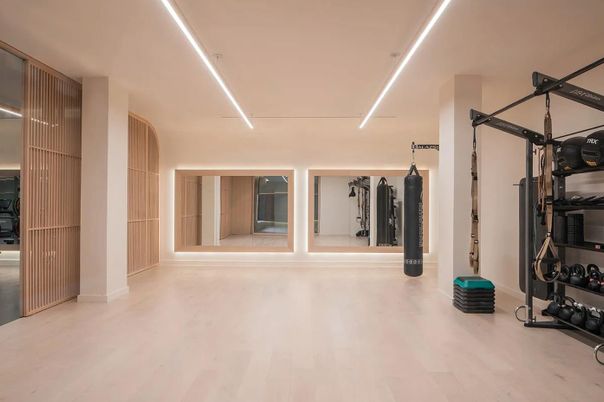 Fitness Equipment, Interior, Wood Texture Flooring