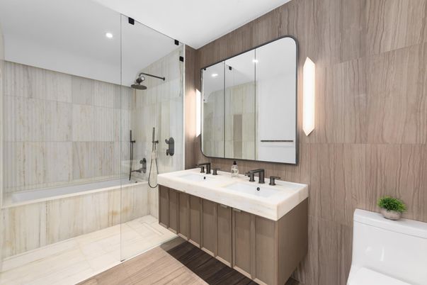 Bathroom, Dual Sink Vanities, Glass Shower, Interior, Recessed Lighting