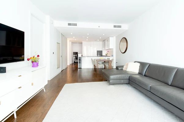 Dining room, Interior, Kitchen, Living room, Recessed Lighting, Stainless Steel Appliances, Wood Texture Flooring