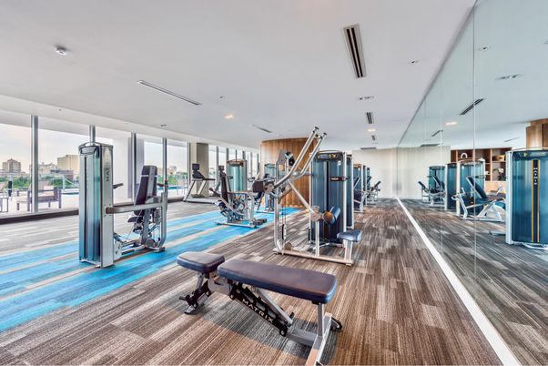 Fitness Equipment, Gym, Interior, Recessed Lighting