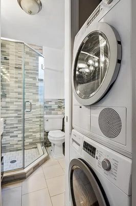 Bathroom, Glass Shower, Interior, Washer