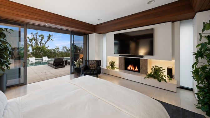 Bedroom, Fireplace, Interior, Recessed Lighting