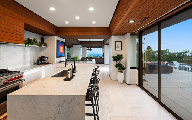 Interior, Kitchen, Recessed Lighting, Stainless Steel Appliances, Wooden Ceilings