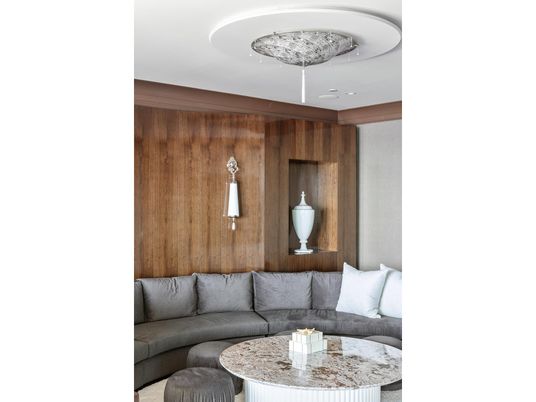 Interior, Living room, Recessed Lighting, Wooden Walls
