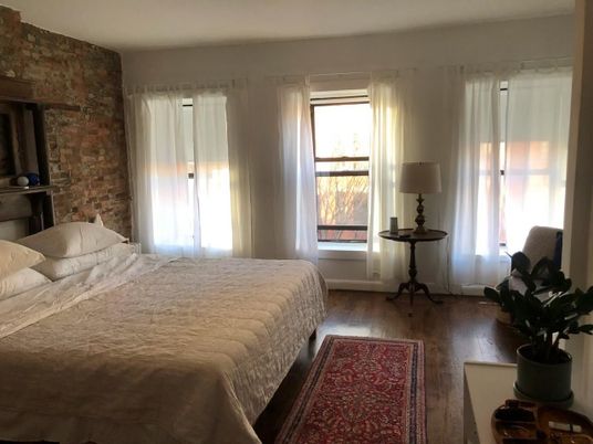 Bedroom, Interior, Stone Walls, Wood Texture Flooring