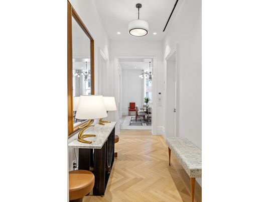 Dining room, Interior, Pendant Lights, Recessed Lighting, Wood Texture Flooring