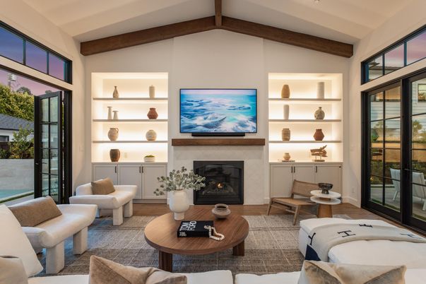 Fireplace, Interior, Living room, Wooden Beams, Wood Texture Flooring