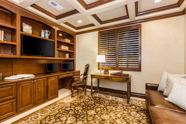 Home Office, Interior, Recessed Lighting, Wooden Beams