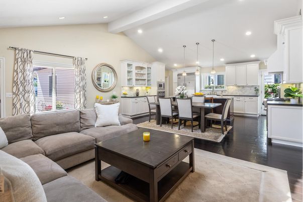 Dining room, Interior, Kitchen, Living room, Pendant Lights, Recessed Lighting, Wood Texture Flooring