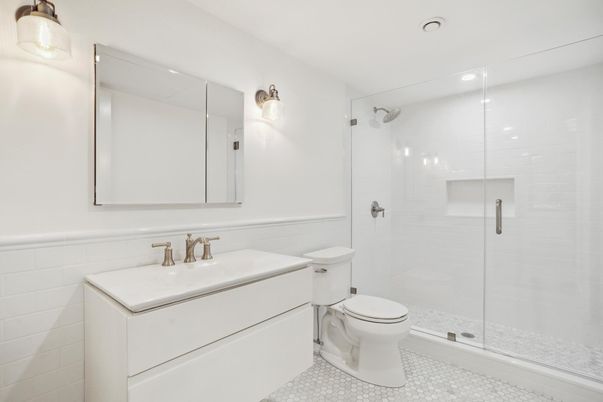 Bathroom, Glass Shower, Interior, Recessed Lighting