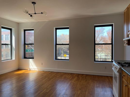 Empty room, Interior, Kitchen, Pendant Lights, Wood Texture Flooring