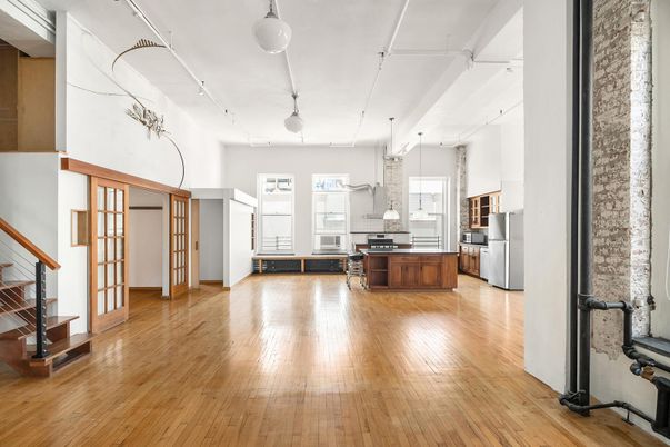 Interior, Kitchen, Pendant Lights, Stainless Steel Appliances, Wood Texture Flooring