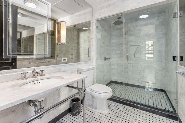 Bathroom, Glass Shower, Interior, Marble Walls