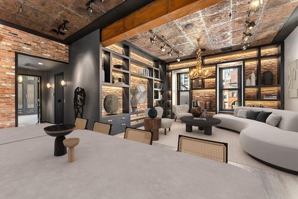 Chandelier, Interior, Living room, Stone Walls