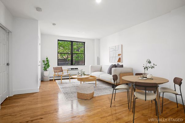 Dining room, Interior, Living room, Recessed Lighting, Wood Texture Flooring
