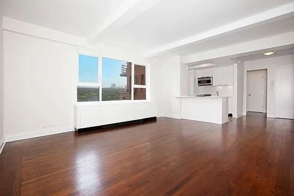 Empty room, Interior, Kitchen, Stainless Steel Appliances, Wood Texture Flooring