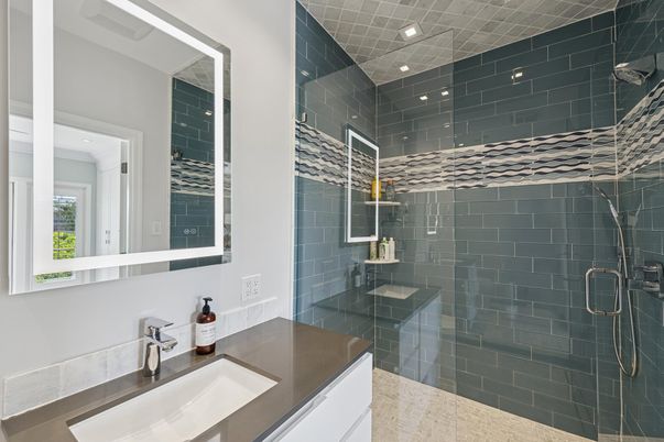 Bathroom, Glass Shower, Interior, Recessed Lighting