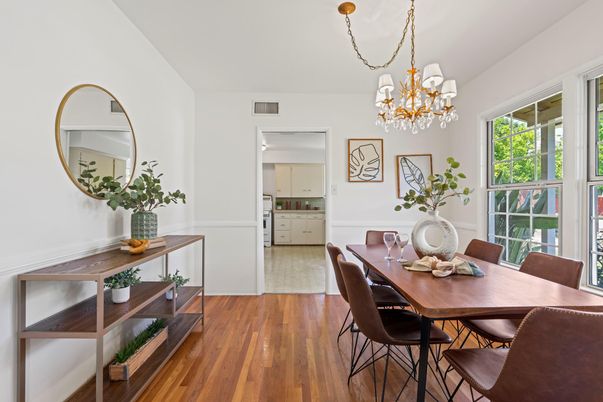 Chandelier, Dining room, Interior, Wood Texture Flooring