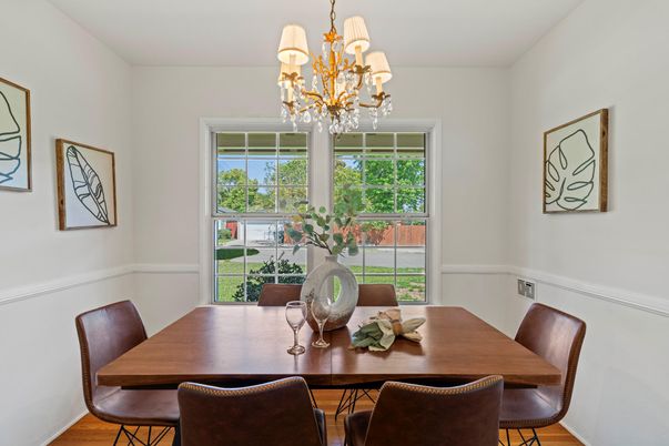 Chandelier, Dining room, Interior, Wood Texture Flooring