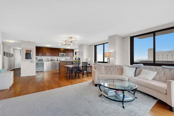 Dining room, Interior, Kitchen, Living room, Pendant Lights, Stainless Steel Appliances, Wood Texture Flooring