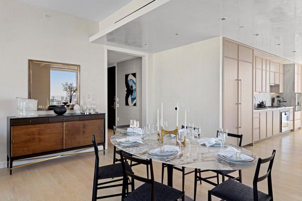 Dining room, Interior, Kitchen, Recessed Lighting, Wood Texture Flooring