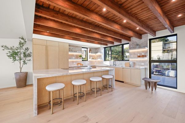 Interior, Kitchen, Recessed Lighting, Wooden Beams, Wooden Ceilings, Wood Texture Flooring