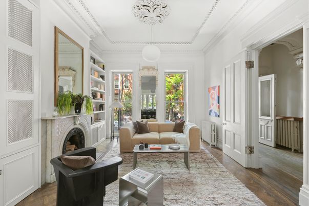 Fireplace, Interior, Living room, Pendant Lights, Wood Texture Flooring