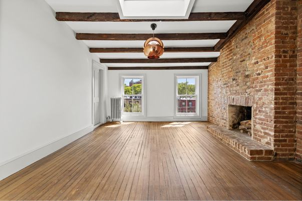 Fireplace, Interior, Pendant Lights, Stone Walls, Wooden Beams, Wood Texture Flooring