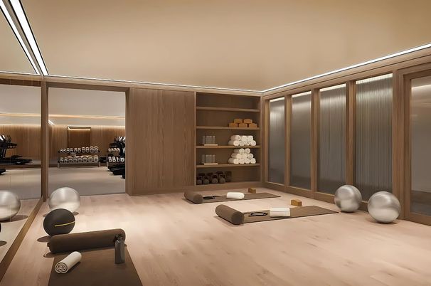 Fitness Equipment, Interior, Wood Texture Flooring