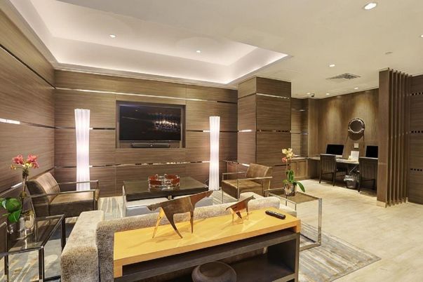 Interior, Living room, Recessed Lighting, Wooden Walls