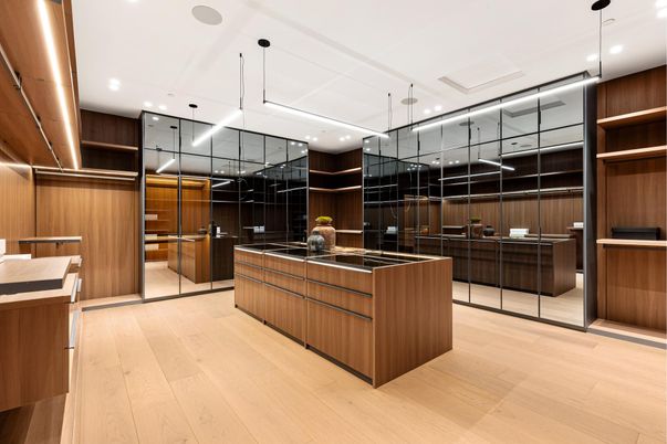 Interior, Kitchen, Pendant Lights, Recessed Lighting, Walk-in Closets, Wood Texture Flooring