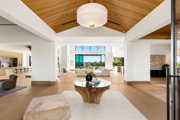 Interior, Kitchen, Living room, Pendant Lights, Recessed Lighting, Wooden Ceilings, Wood Texture Flooring