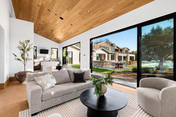 Interior, Living room, Recessed Lighting, Wooden Ceilings, Wood Texture Flooring