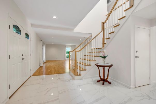 Interior, Marble, Recessed Lighting, Wood Texture Flooring
