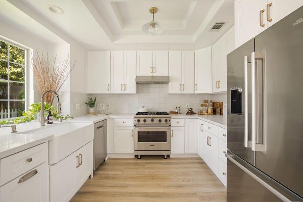 Interior, Kitchen, Stainless Steel Appliances, Wood Texture Flooring