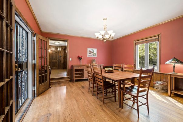 Chandelier, Dining room, Interior, Wood Texture Flooring