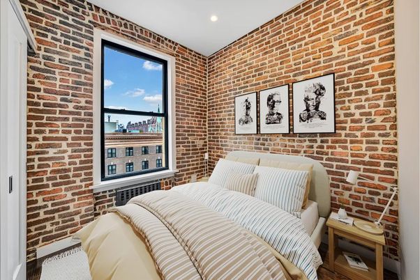 Bedroom, Interior, Recessed Lighting, Stone Walls
