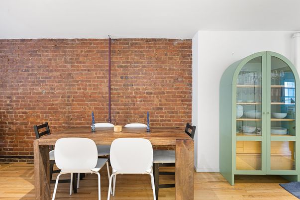 Dining room, Interior, Stone Walls, Wood Texture Flooring