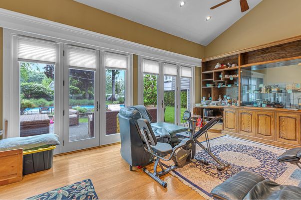 Home Office, Interior, Recessed Lighting, Sun Room, Wood Texture Flooring