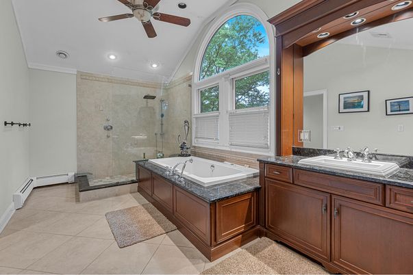 Bathroom, Dual Sink Vanities, Glass Shower, Interior, Recessed Lighting