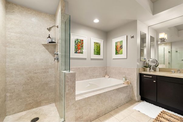 Bathroom, Glass Shower, Interior, Recessed Lighting